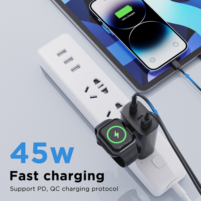 UL KC CE android usb c type c pd 3 in 1 charger 45W fast chargers adapters cell phone charger for iphone 15 apple watch macbook