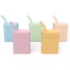 Vasos de silicona reutilizables Wellfine con tapas y pajita para niños, taza de café con leche de silicona, taza de agua antiderrames