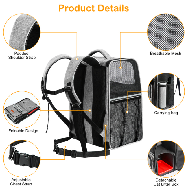 Portable Double Layer Outdoor Use Foldable Dog Bag Breathable Cat Carrier Backpack Collapsible Pet Backpack
