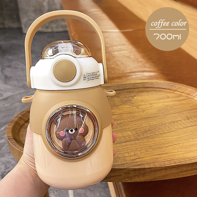 Aranyos állat alakú hordozható duplafalú termosz, rozsdamentes acél szigetelt vizes palack vákuum csésze sport utazási kávéscsésze