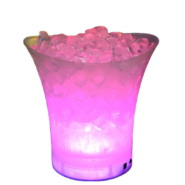 Cubo de hielo con logotipo personalizado, champán, fácil de limpiar, cubo de hielo intermitente, aplicación Wight portátil, cubos de hielo Led para boda
