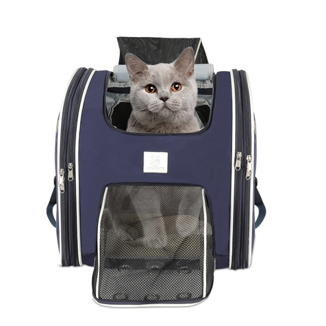 Mochila de transporte para gatos durável e respirável de malha para animais de estimação bolsa para cães pequenos mochila expansível para transporte de animais de estimação