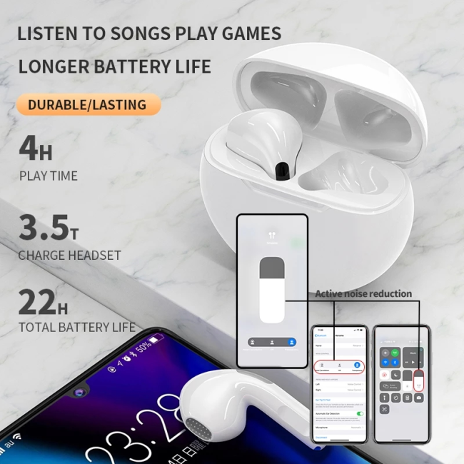 Pro 6 Earbuds Earphone Noise Cancelling Wireless Earphones In-ear Pro 6 Headphone Headsets