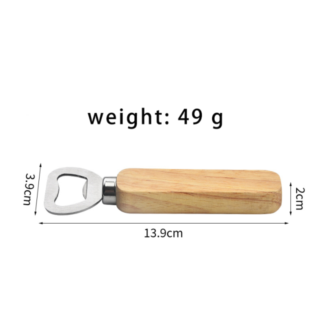 manufacturers personalized cheap stainless steel customized logo laser blank Beer Wooden handle bottle opener