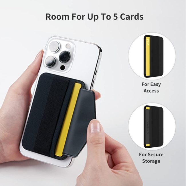 Phone Grip Credit Card Holder with Flap Secure Stick-On Wallet as Phone Finger Strap Adhesive ID Card Case for iPhone Case
