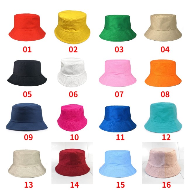 W2 Summer Outdoor Beach Sun Cap Adult Kids Cotton Fisherman Hat Custom Embroidery Printing LOGO Plain Bulk Bucket Hat