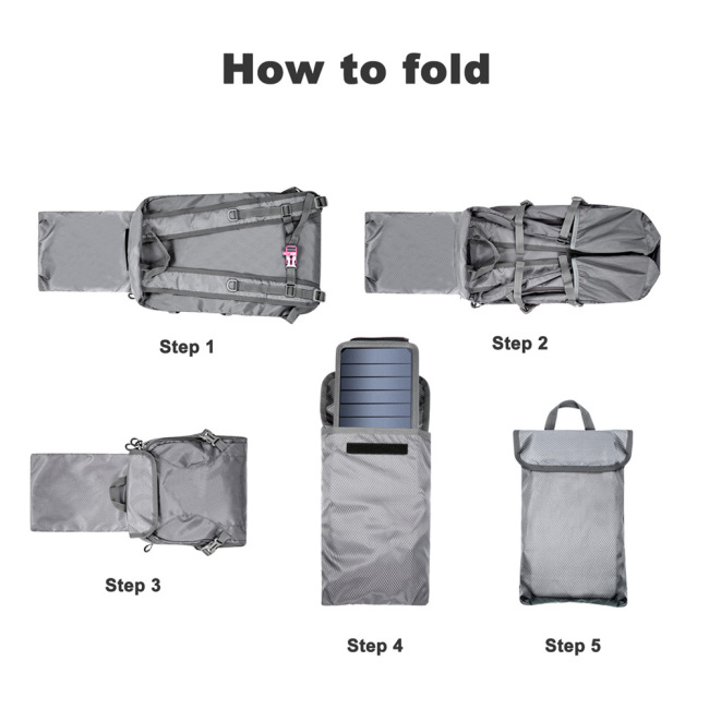 professional outdoor sports solar panel folding bag travel mountaineering hiking bag men and women charging backpack