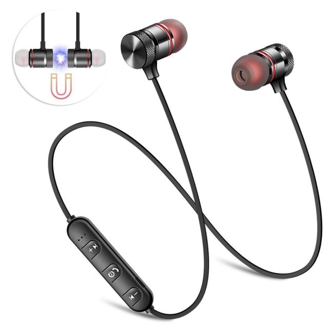 Auriculares inalámbricos magnéticos de Metal M5, auriculares Bluetooth estéreo deportivos impermeables, auriculares intrauditivos inalámbricos con micrófono