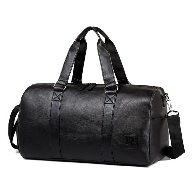 Custom Private Label Leather Travel Bag Men Duffel Handbag with Shoe Compartment
