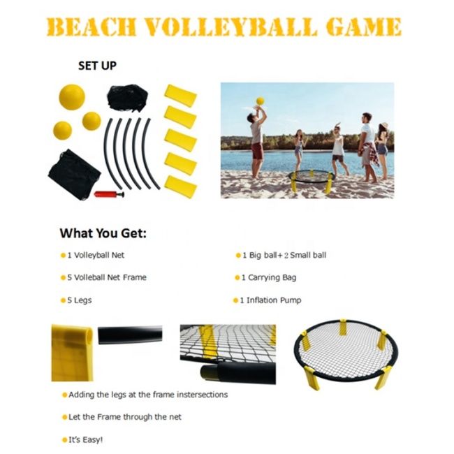 Customized Logo beach ball Yard Sports Throw Game Spyderball Roundnet Smash Ball Outdoor Spikeball Set 3 beach ball With Mesh