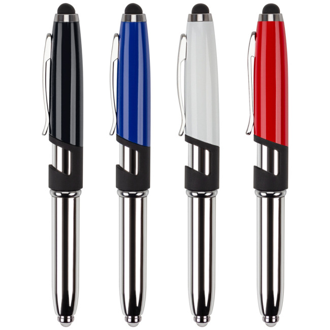 Bolígrafo multifunción con pantalla táctil, lápiz óptico Universal, bolígrafos LED multifuncionales, regalo con logotipo personalizado