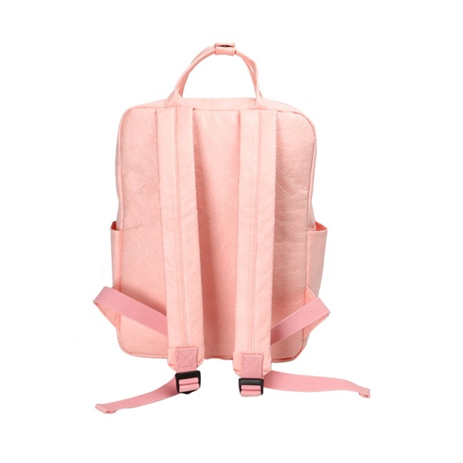 Fabricação de várias cores rosa menina feminina logotipo personalizado lavado sacos de papel kraft quadrado saco de papel tyvek mochila tyvek