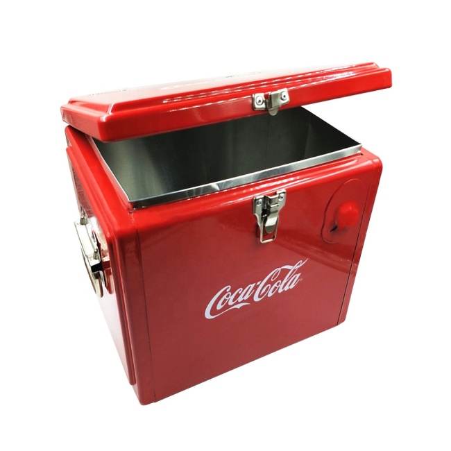 15 liter Coca--Cola forgóformázott asztali hordozható Sörhűtő jégláda retro hűtődoboz