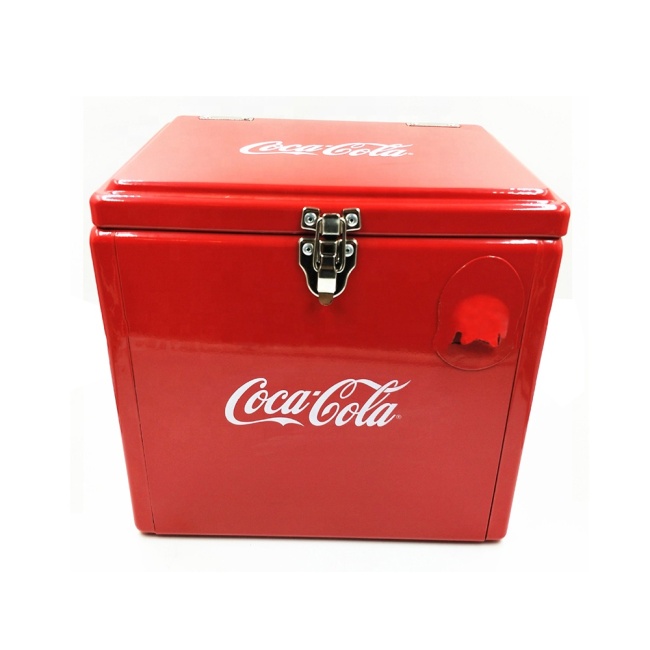 15 liter Coca--Cola forgóformázott asztali hordozható Sörhűtő jégláda retro hűtődoboz