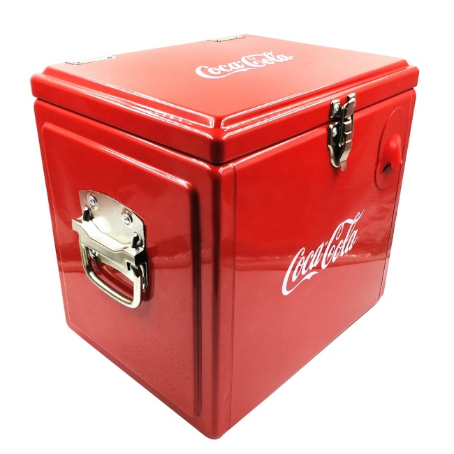 15 litros de Coca - Cola mesa rotomoldeada portátil Cerveza enfriador cofre de hielo retro enfriador caja