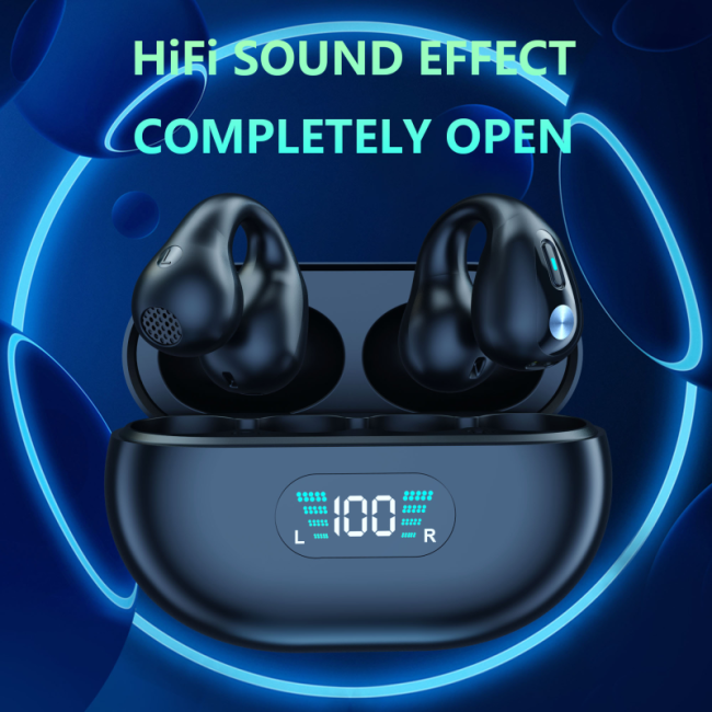 Bt V5.3 Fones de ouvido de condução óssea Q80 Fones de ouvido para jogos Clip-on Brinco Fone de ouvido sem fio