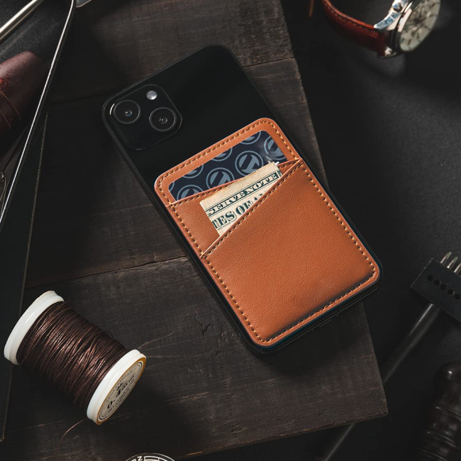 Держатель для карт из натуральной кожи, кошелек, клейкий карман, рукава для кредитных карт, задняя часть телефона