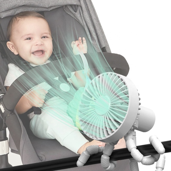 Ventilador de carrinho de bebê, ventilador de mão portátil portátil de verão para mesa ao ar livre, mini ventilador recarregável por USB