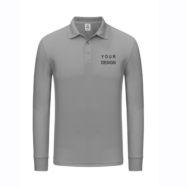 Atacado Sublimação Camiseta Masculina Feminina Personalizada Logo Impressão Bordado Manga Longa Simples Trabalho Golfe Camisa Polo