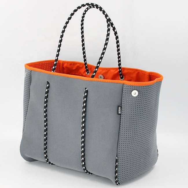 Hot selling perforated neoprene beach bag tote handbag bags for women neoprene tote bags