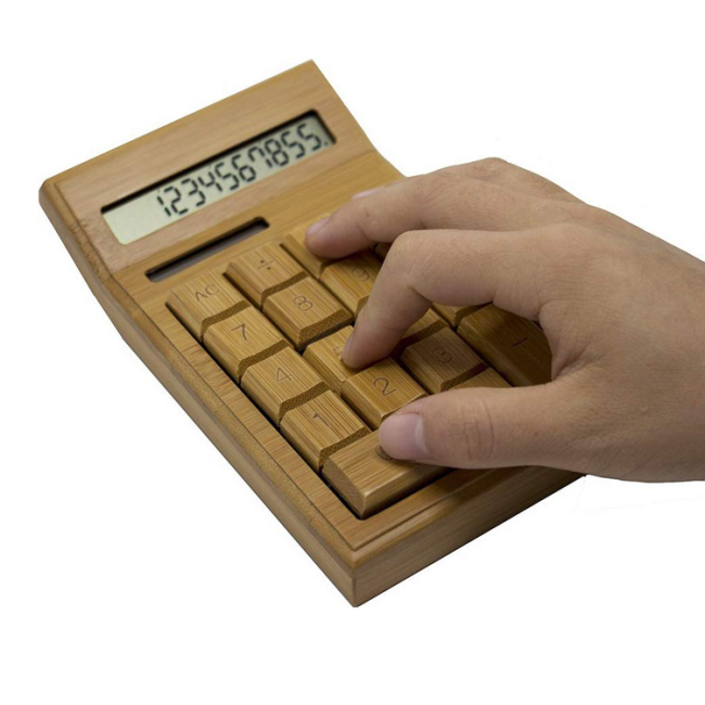 Kézi bambuszfa kalkulátor napi és alapszintű irodai szervezőhöz