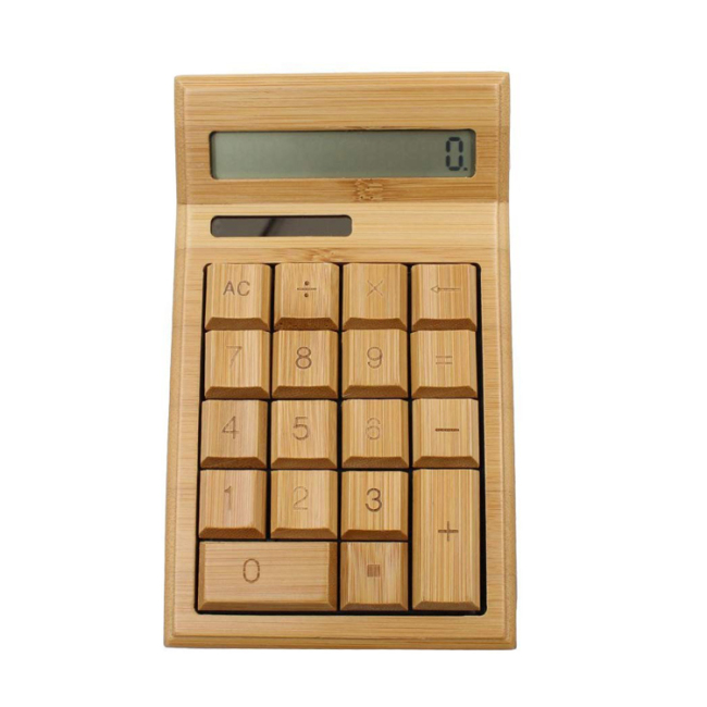 Kézi bambuszfa kalkulátor napi és alapszintű irodai szervezőhöz