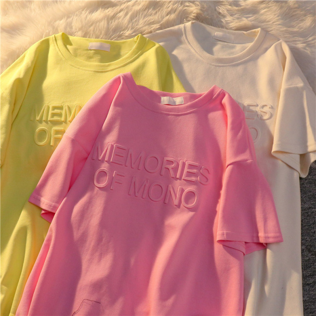 Roupas estampadas em relevo oem, serviço de design de logotipo, camiseta de algodão, camiseta personalizada com estampa em relevo 3d para mulheres