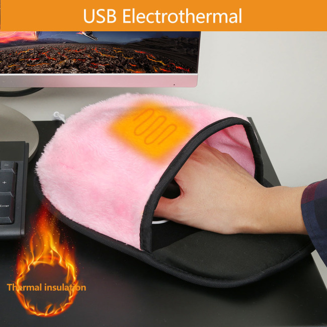 Alfombrilla de ratón personalizada con calefacción USB, calentador de manos, cojín de invierno, alfombrilla de ratón calentada de felpa con protector de muñeca