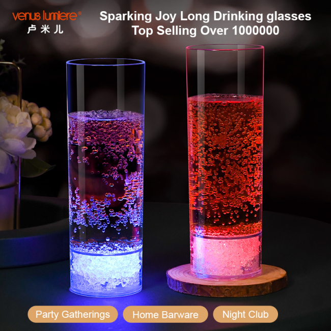 Custom Party Supplies Led Luminous Drinkware Barware Acrylic Wine Beer Tall Drinking Glasses Flashing Light up Cup Plastic PS