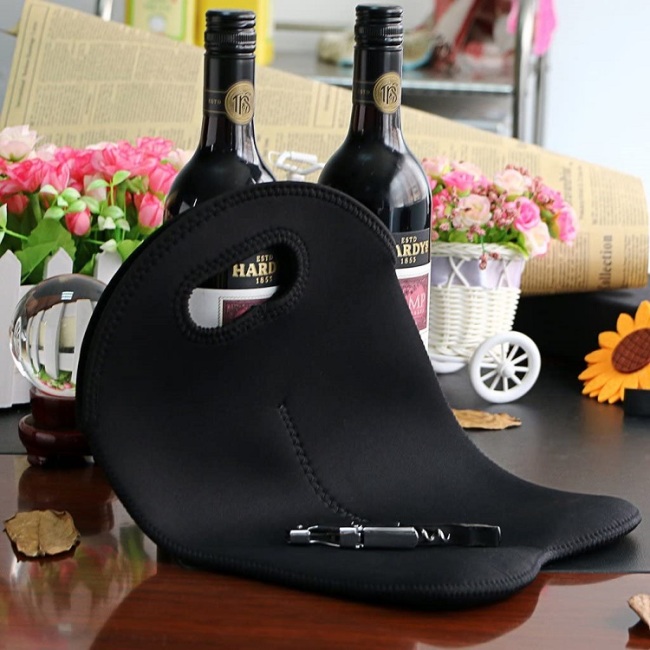 Оптовая изготовленная на заказ изолированная сумка для переноски охладителя винной бутылки из неопрена с рукавом для винной бутылки