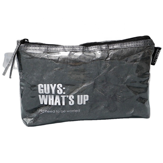 Egyedi divatos vízálló kozmetikai táska nátronpapír piperetáska fenntartható tyvek utazó cipzáras táska