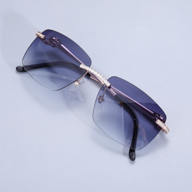 Pass Diamond Tester Luxury Glasses Stainless Steel  Handmade Setting VVS Moissanite Diamond Iced Out Sunglasses For Men Women