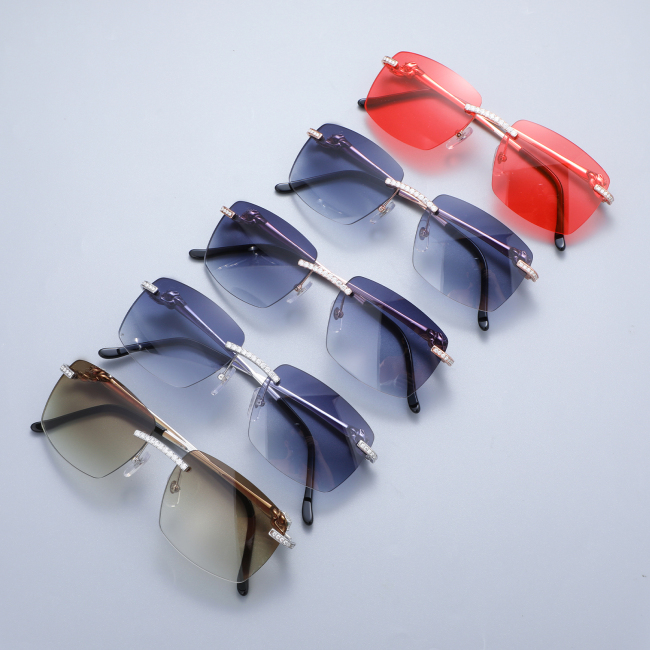 Pass Diamond Tester Роскошные очки из нержавеющей стали ручной работы Установка VVS Moissanite Diamond Iced Out Солнцезащитные очки для мужчин и женщин