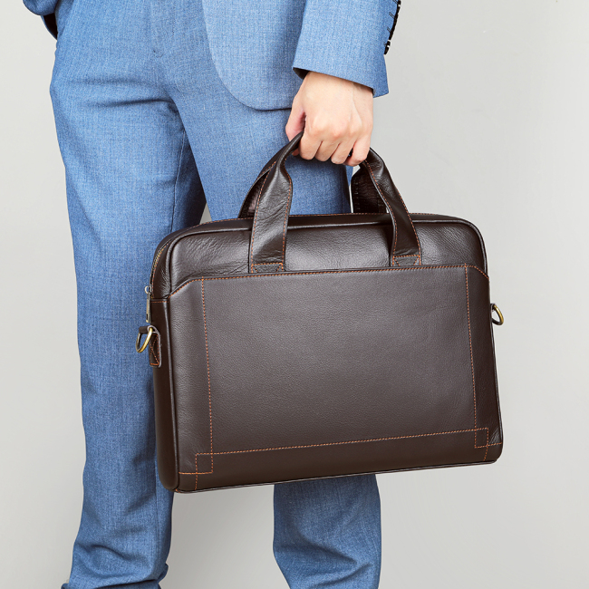 Bolso ejecutivo de negocios para hombre, bolso para ordenador portátil de piel auténtica, maletín para documentos, bolso de oficina para hombre