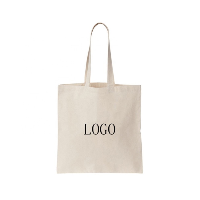 Sacola de compras para camiseta de lona de algodão ecologicamente correta com logotipo personalizado