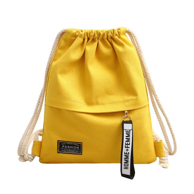 Изготовленный на заказ логотип модный холщовый хлопковый рюкзак на шнурке с наружным карманом на молнии
