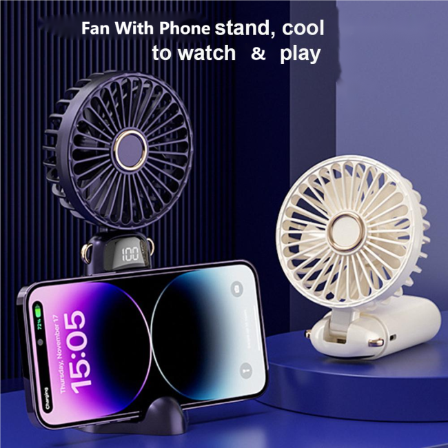 Mini 90 Degree Adjustable 5 Wind Modes Cooling Fan With Holder Base Wearable Portable USB Rechargeable Table Fan Hand Neck Fans