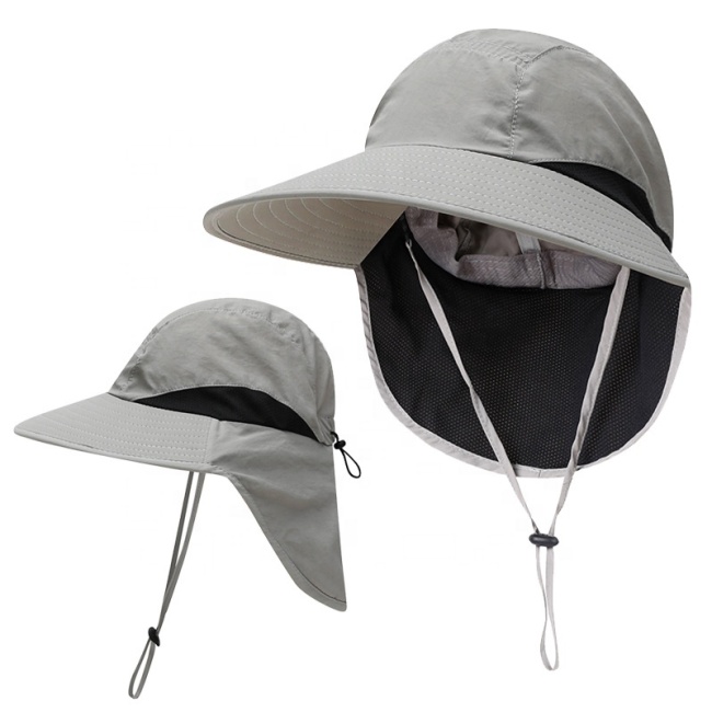 Sombrero de pescador para exteriores de verano para mujer con función de protección UV sobre sombrero de pesca de playa de ala ancha con solapa para el cuello para hombres y mujeres