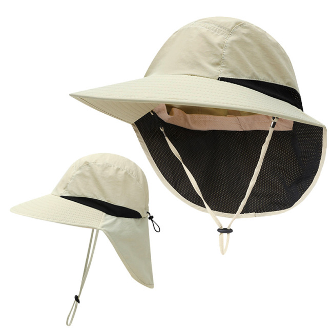 Sombrero de pescador para exteriores de verano para mujer con función de protección UV sobre sombrero de pesca de playa de ala ancha con solapa para el cuello para hombres y mujeres