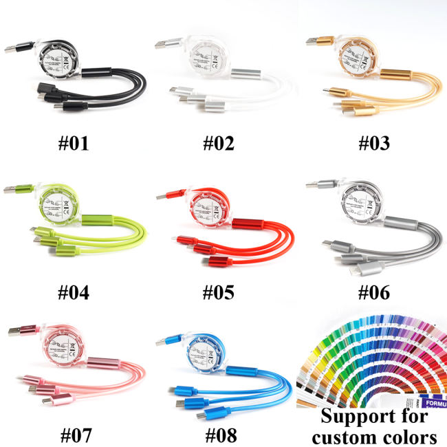 Mobile Phone Sync Data Cable 3 In 1 Micro Multi Usb Charger Cable Customizable For Iphone Charging Usb Cable With Logo