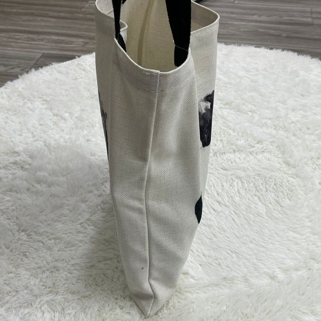 Design elegante de lona de linho de algodão bolsas femininas bolsa de praia bolsa de compras diária bolsa de gato com zíper personalizável