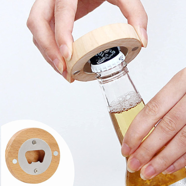 Индивидуальный индивидуальный магнит на холодильник, деревянная круглая подстаканник, деревянная открывалка для пивных бутылок