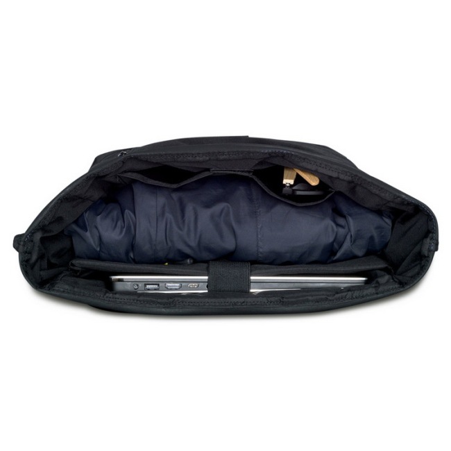 Gyári gyártású fekete újrahasznosított rpet roll top hátizsák divatos roll up utazó hátizsák nappali táska