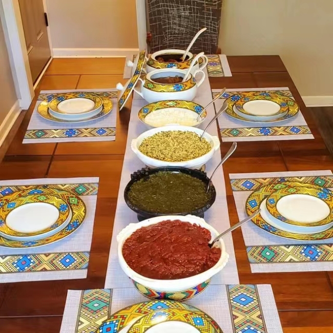 Novo tradicional etíope eritreu habesha jantar placemat impressão saba tilet mat