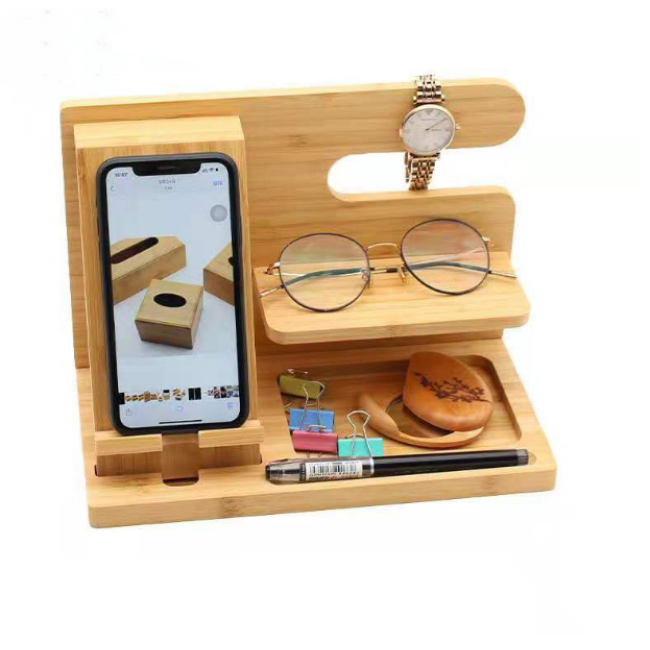 Suporte de telefone móvel de madeira Suporte de mesa preguiçoso para telefone móvel