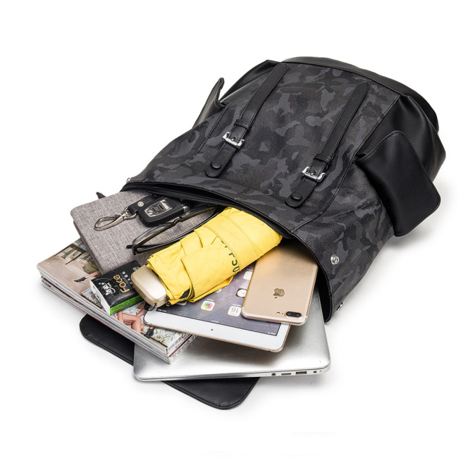 Men Backpack PU Leather Bagpack Large Laptop Backpacks Male Mochilas Casual Waterpoof Schoolbag For Teenagers Boys Black