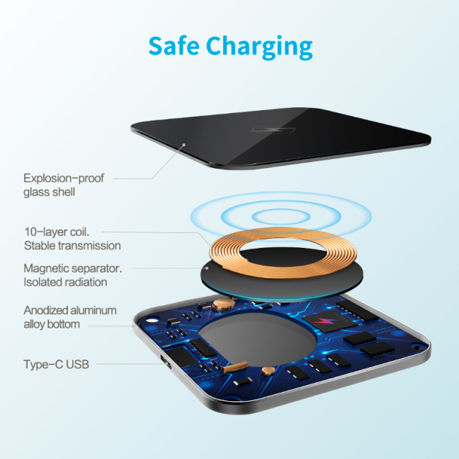 Universal 15w Fast Qi Wireless Charger Pad Ultra Slim Mobile Phone Charger
