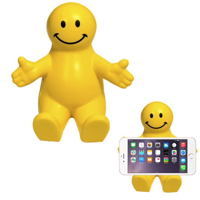 Customized Soft Novelty Smiley Phone Holder Foam Squishy Toy Scented Squeeze Stress Ball Relief Slow Rising Toy