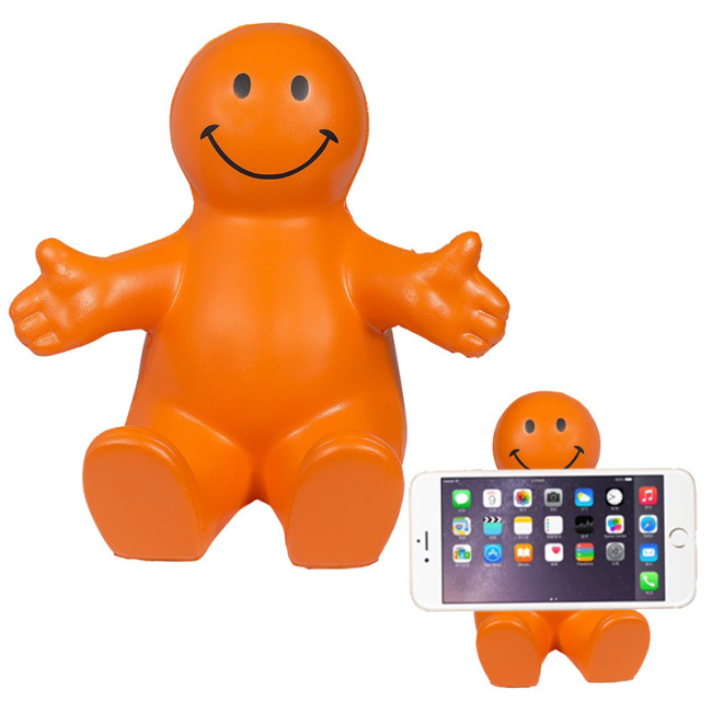 Customized Soft Novelty Smiley Phone Holder Foam Squishy Toy Scented Squeeze Stress Ball Relief Slow Rising Toy
