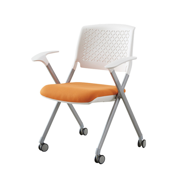 Офисный стул с роликами Складная пластиковая и тканевая спинка сиденья Высококачественный школьный стул